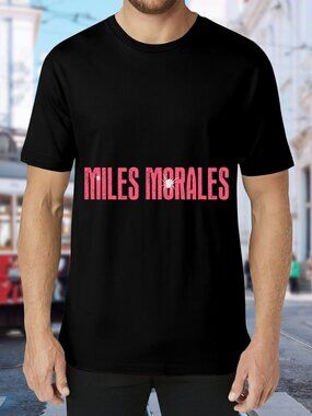 Miles Morales Graphic Tee - Black with Pink Print